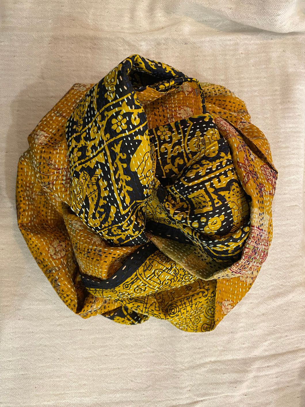 Recycled Silk Sari Scarf Online Yellow/Gold