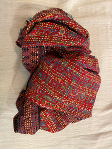 Recycled Silk Sari Scarf Online Red