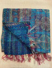 Recycled Silk Sari Scarf Online Blue