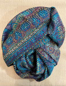 Recycled Silk Sari Scarf Online Blue