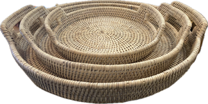 Rattan Round Trays With Handles